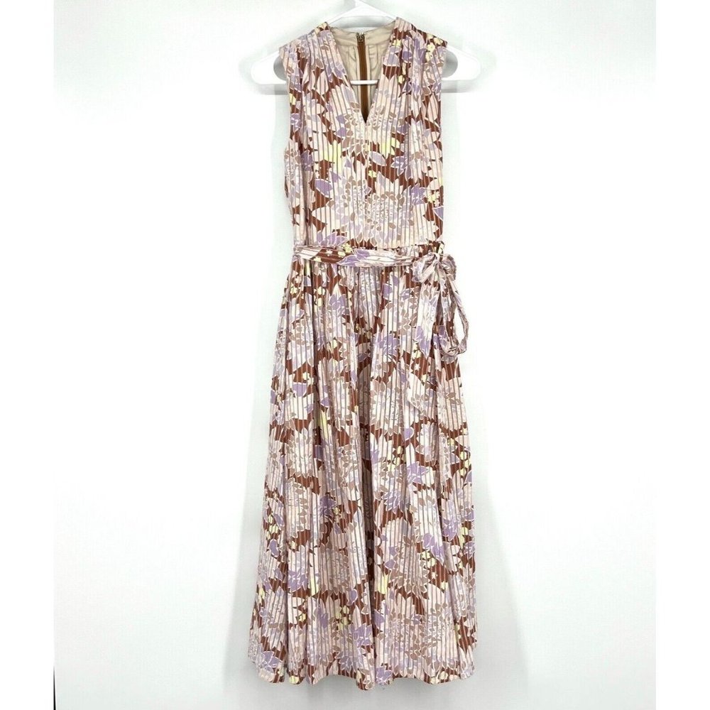 Kate Spade Dress Floral Print Exotic Bloom Burnout V Neck Sleeveless Midi - Picture 3 of 12